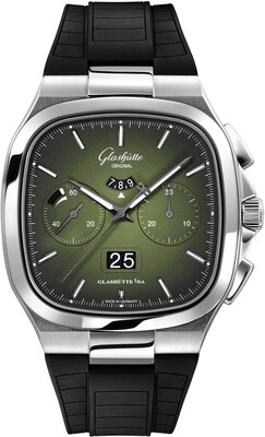 Glashütte Original Seventies Chronograph Panorama Date Fab Green on Rubber Strap