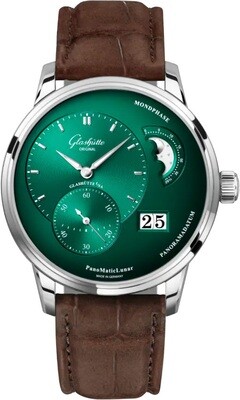 Glashütte Original PanoMaticLunar Green Dial on Leather Strap