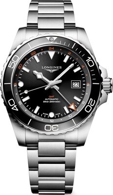 Longines L3.890.4.56.6 Hydroconquest GMT 43mm Black Dial