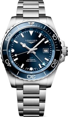 Longines L3.890.4.96.6 Hydroconquest GMT 43mm Blue Dial