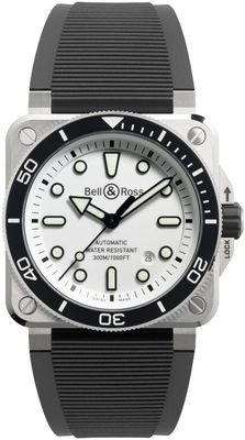 Bell & Ross BR03A-D-WH-ST/SRB Diver White Steel Rubber Strap