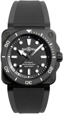 Bell & Ross BR03A-D-BL-CE/SRB Diver Black Matte Ceramic Rubber Strap