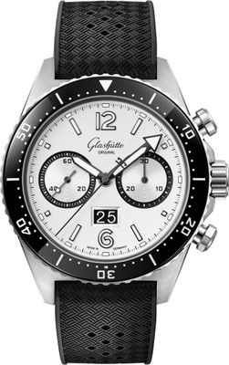 Glashütte Original SeaQ Chronograph "Panda" on Black Rubber Strap 1-37-23-03-80-06