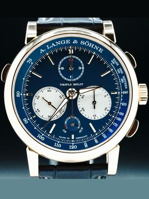 A. Lange & Söhne Saxonia Triple Split Pink Rose Gold 43.2mm Blue Dial LSLS4244AK
