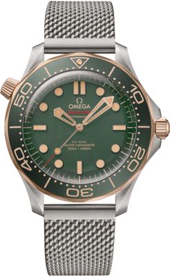 Omega 210.90.42.20.10.001 Seamaster Diver 300M Green Dial Titanium Bronze Gold on Titanium Bracelet