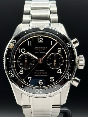 Longines L3.821.4.53.6 Spirit Flyback Black Dial on Bracelet