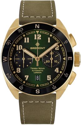 Bremont TN42-CHR-BZ-GN-L-S Terra Nova Chronograph Bronze on Leather Strap