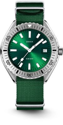 DOXA SUB 200 Sea Emerald 796.10.131.26-N on Green Nato Strap