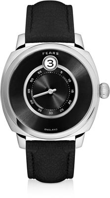 Fears BS240.500A.113.047 Brunswick 40.5 Jump Hour Raven Black on Buffalo Leather Strap