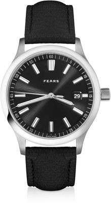 Fears BS139.510.041.047 Redcliff 39.5 Date Raven Black on Buffalo Leather Strap