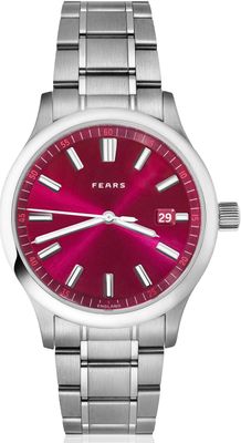 Fears BS139.510.042.123 Redcliff 39.5 Date Cherry Red on Stainless Steel Bracelet