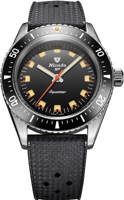 Nivada Grenchen 32068A01 Aquamar Black On Rubber Strap