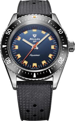Nivada Grenchen 32074A01 Aquamar Blue On Rubber Strap